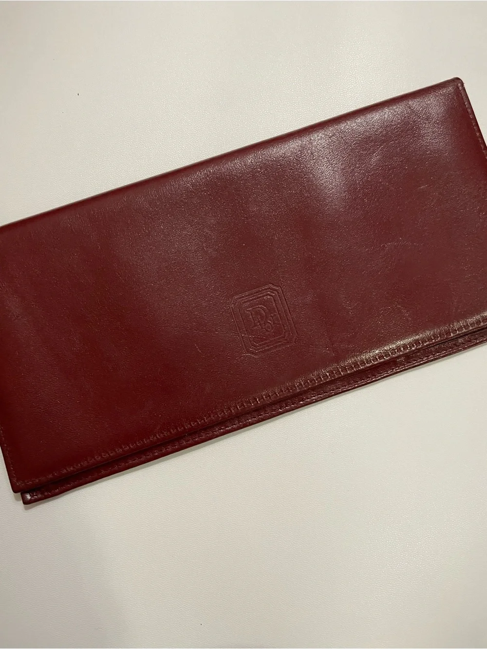 Authentic Vintage Dior Burgundy Embossed Leather Long Wallet